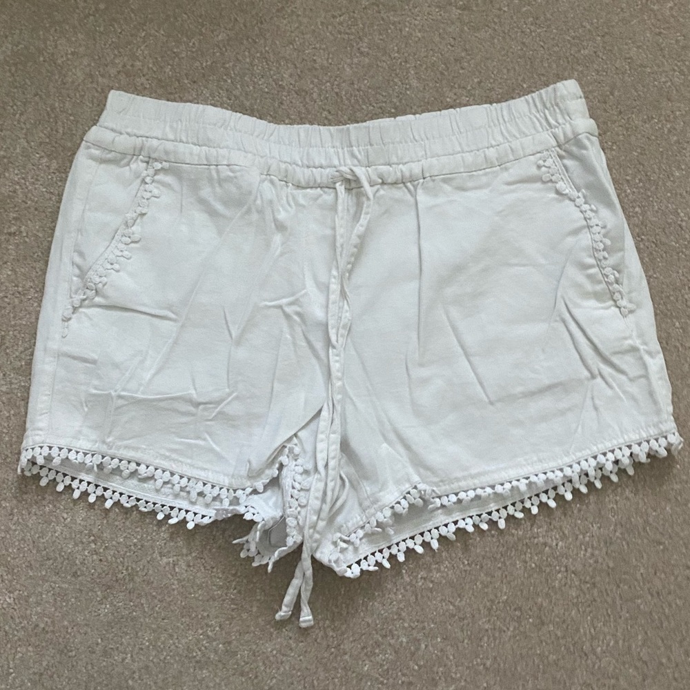 Loft white small drawstring shorts